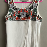 THML Women’s  Anthropologie Embroidered Floral White Sleeveless Tank Top sz Small Photo 0