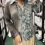 Vintage piano pleated heart shape shirt Gray Size L Photo 0