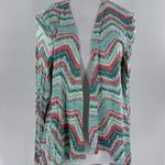 Shiela Rose Cardigan Sweater Sz L Chevron Colorful Artsy Fun Shawl Throw NWT Size L Photo 0