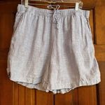 Tahari Blue 100% Linen Shorts Women's Size 1X Drawstring Pockets Breathable Photo 0