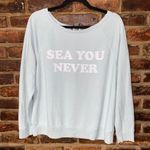 PINK Victoria's Secret Blue Sea You Never Open Keyhole Back Sweatshirt Small Photo 0