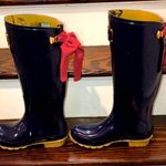 JOULES EVEDON Navy Blue Tall Rain Boots with Red Grosgrain Bows US Size 8 Photo 7