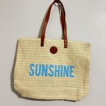 Banana boat weaving sunshine Blue and beige straw straw tote bag with lining NEW Photo 0