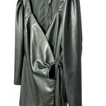 House of Harlow 1960 Green Vegan Leather Angular Front Semi Wrap Dress XL Photo 4