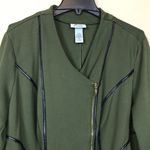 Catherines Curvy Collection Women’s Green Black Faux Leather Detail Moto Jacket Size 24W Photo 1