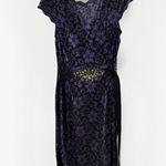 Teri Jon by Rickie Freeman Black Embroidered‎ Lace Midi Beaded Dress Women Sz 12 Purple Photo 3