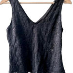 White House | Black Market Vintage  black lace v-neck sleeveless top medium Y2K Photo 0