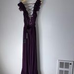 Lulus NWT  Soirée Celebration Purple Ruffle Lace Up Maxi Dress XS Photo 3