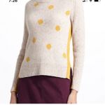 Yoon Anthropologie crewneck sweater lambs wool polka dotted cream Large Yellow Photo 1