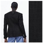 ZARA Black Tweed Double Breasted Blazer Gold Button XS Photo 3