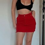 Honey Punch Red Denim Mini Skirt Photo 6
