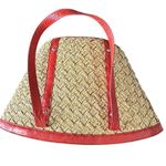 Coldwater Creek Large Woven Straw Bucket Bag With Pouch Attached in Interior, Fa Photo 1