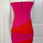 Forever 21 Colorblock strapless bodycon mini dress, ladies small pink orange clubwear Photo 3