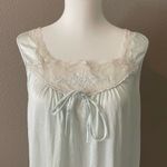 Elegant Light Teal Lace Trim Slip Dress White Size M Photo 4