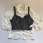 Anthropologie Mare Mare x Black and White Tweed Blouse Size Small Photo 1