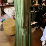 KIRUNDO silky long dress one long sleeve one open shoulder green dress shirt top Size XL Photo 2