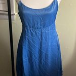 Anthropologie Royal Blue open back slip satin Mini Dress Photo 0