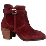 NWT Diba Women's Sleek Suede Bootie in Burgundy Red Gold Hardware Size 7.5 Photo 0