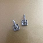 Mixed Metal Silver & Gold Tone Square Shaped Earrings Photo 2