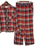 Aerie Flannel Skater Red Plaid Pajama PJ Matching Set Sleep M Pant L Shirt Cozy Photo 2
