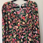 Leith  Nordstrom Green & Pink Floral Midi Dress Size Small Photo 2