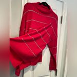 kim rogers NWT  Size L Pink Silver Stripe Metallic Mock Neck Oversized Sweater Photo 1