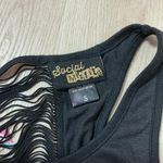 Social Misfits Black Skull Headdress Tank Top Women's Size S Ripped Back Photo 2