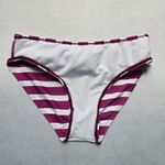 Purple Stripe Ruffle Swim Beach Cheeky Flirty Boho Bikini Bottom S Small Photo 4