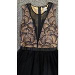 Venus  Women’s Black & Tan Formal, Party, Cocktail Mini Dress With Lace. Sz 2 Photo 3