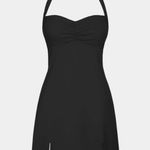 Halara Softlyzero Plush Halter Ruched Backless Split Hem Mini Active Dress NWT Photo 2