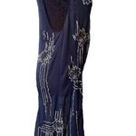 H&M Autumn Collection Blue Silver Sheer Chiffon Beaded Sequin Glam Gatsby Dress Photo 3