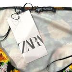 ZARA High Halter Neck Twist Ruched Floral Stretch Bodysuit Yellow Sz SMALL NWT! Photo 5