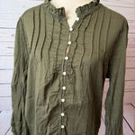 Quince button front blouse XL Extra large Peasant Long sleeve Shirt Cottage Boho Photo 0