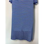 cupio Women's Striped Scoop Neck Cold Shoulder Shift Dress Blue & White Small Photo 2