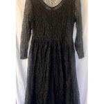 Vtg Black Lace Floral Maxi Dress Sheer Long Sleeve Grunge Witchy Victorian Goth Size L Photo 3