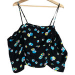 Nordstrom BP. Ruched Crop Cami Womens Sz 2X Black Textile Floral Spaghetti Strap Photo 0