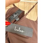 Lulus NWT  Mesmerizing Reputation Brown Twist-Front Bodycon Midi Dress Cocktail L Photo 6