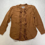 Anthropologie Pilcro Shirt Top Womens L Ruffled Long Sleeve Boho‎ Button Front linen blend Photo 0