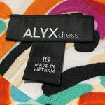 ALYX size 16 printed stretch twill dress sleeveless zip close back bright colors Orange Photo 2