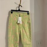 ZARA NWT  pink and green patterned pants size US 6 measurements added Photo 1