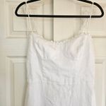 Reformation  The Andie Mini Dress White Linen Blend Ruffle Bustier Smocked Back 8 Photo 6