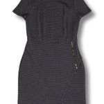 Kensie Black White Mini Check Print Zipper Detail Short Sleeve Dress size Small Photo 0