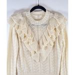 Tularosa Womens Sweater Ivory Manny Wool Blend Ruffle Flared Ribbed Pullover XS Photo 4