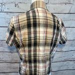 CROSSROADS (Petite) Plaid Cropped Button Down Short Sleeve Shirt Linen/Cotton Photo 1