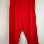 Kaktus red linen blend wide leg lace floral trim cropped pants 1X NEW Photo 9