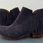 Lucky Brand Benji Blue Suede Fringe Western Ankle Booties Photo 1