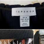 Topshop Bodysuit Womens 8-10 M Black Waffle Knit Puff Sleeve Cut Out Tie Front Photo 10