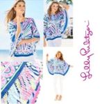 Lilly Pulitzer Moya 100% Silk Fringe Blouse Swim Cover Up Caftan Size Small Med Photo 3