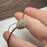 Swavorski Swarovski Crystal Signed Pave Heart Gold Tone Clear Necklace 16 3/4 Inch Photo 4