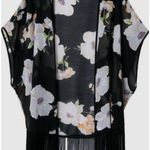 Women’s Floral Kimono with Fringe Black Photo 0